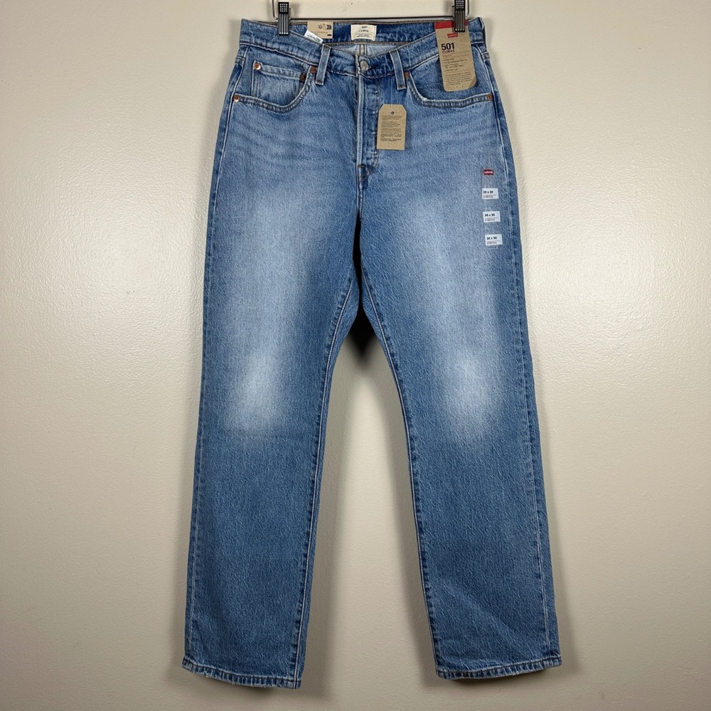 Levi's Women's‎ 30x30 501 Curve Straight Leg Jeans Blue High Rise Stretch Denim